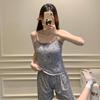Women's Cartoon Camisole Tank Top Pajamas Set with Chest Pads - Summer Home Wear for Girls with Shorts