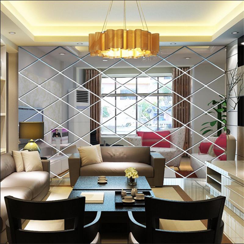 Buy High Quality Diamonds Triangles Wall Art Acrylic Mirror Wall Sticker House Decoration 3D DIY