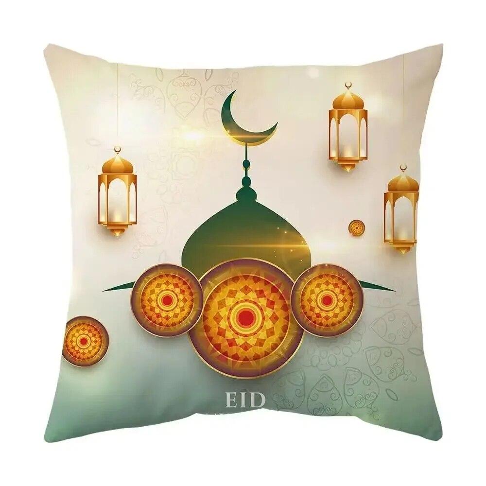2024 Eid Mubarak Pillowcase Short Plush Comfortable Cushion Cover Islamic Ramadan Decorative Mosque Muslim Pillowcase Gift