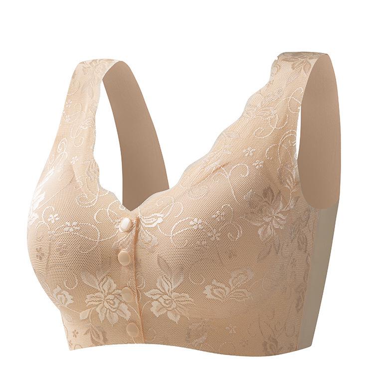 

Безшовний бюстгальтер для годування з передньою застібкою: Легко одягати/знімати, знімний бездротовий дизайн для мам і літніх людей 3XL (70-80 kg) бежевий
