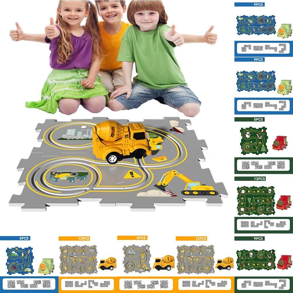 DIY Jigsaw Rail Way Puzzle Rail Car Toy Christmas Children's Vehicles