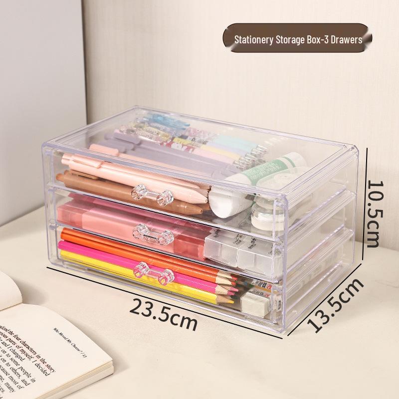 

Прозрачный многослойный настольный ящик для хранения канцелярских товаров, кистей и ручек