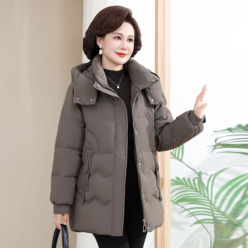 2024 Women's Genuine Mid-Length Thick Down Jacket for Middle-Aged & Elderly