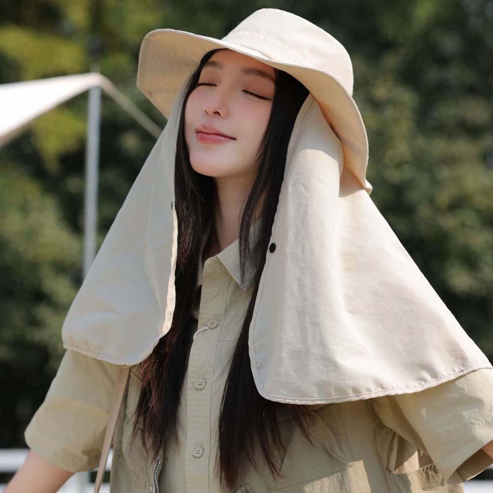 Breathable Mountaineering Cap Elastic Women Sun Cap Ponytail Cap Shawl Fisherman Hat Travel