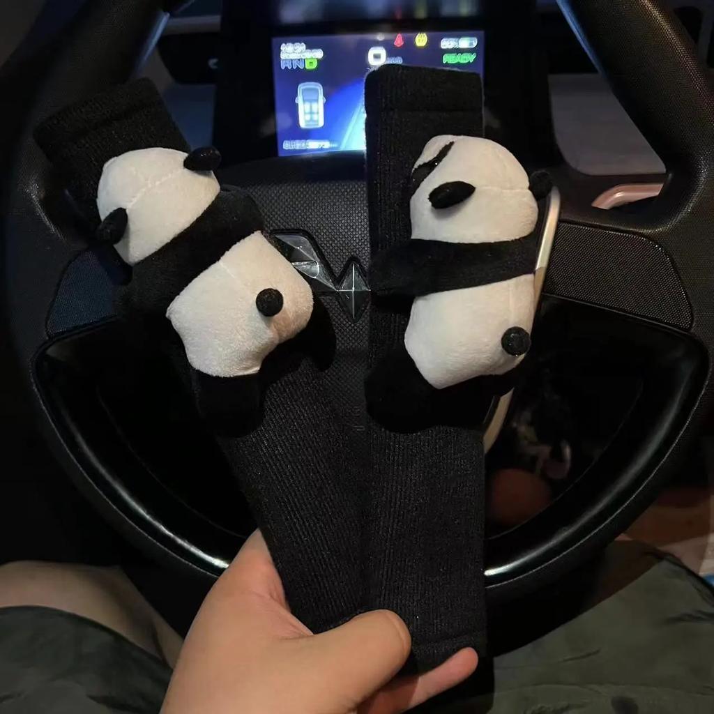 Automobile Safety Belt Decoration Cartoon Panda Safety Belt Shoulder Pad Plush Automobile Accessories Car Decorations