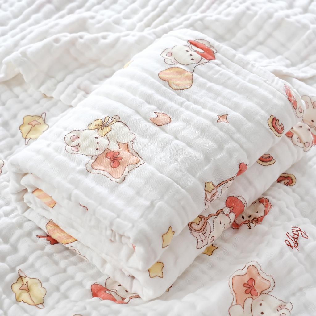 High-Density Six-Layer Pure Cotton Baby Bath Towel and Swaddling Blanket for Newborns and Children