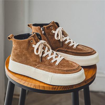 Jesień Zima Platforma Płócienne Trampki Męskie Modne Codzienne Płócienne Buty Męskie Wysokie Trampki Hip Hop Wulkanizowane Buty Skateboardowe
