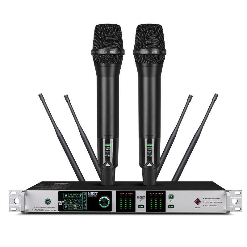 

Dual Wireless KTV Reverb Microphone with Anti-Howling for Home Stage Singing UK Plug