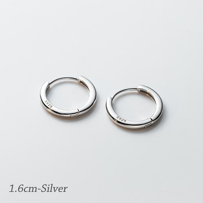 925 Sterling Silver Simple Circle Ear Buckle14mm - 18mm Platinum Plated Hypoallergenic Hoop Earrings For Women Jewelry