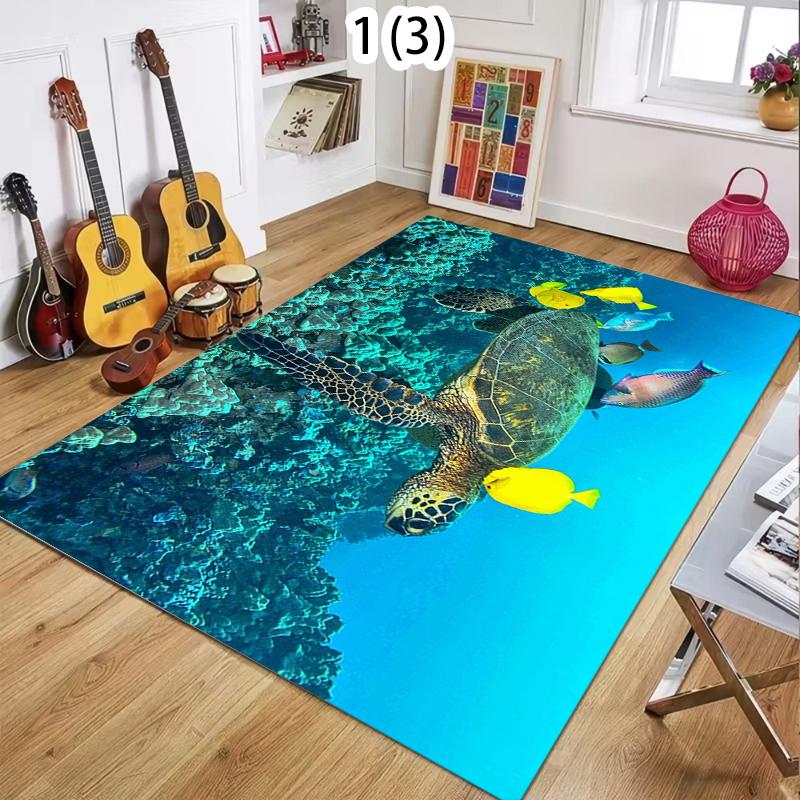 

Vivid Underwater Sea Turtle Pattern Area Rug Coastal Style Non-Slip Decorative Carpet for Living Room Bedroom Kids Room 40X60cm