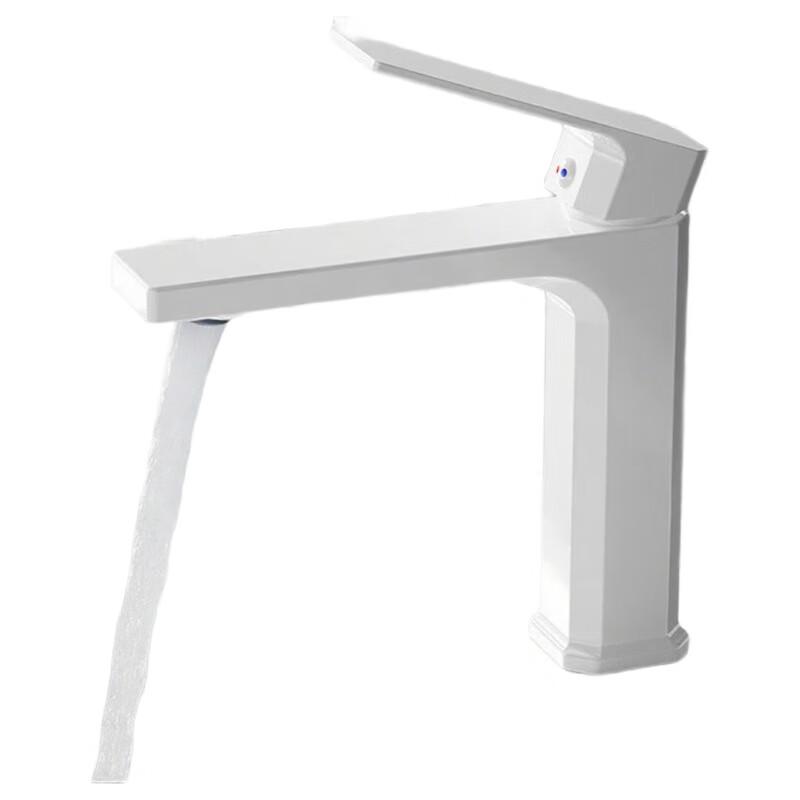 TLXT Square White Bathroom Basin Faucet