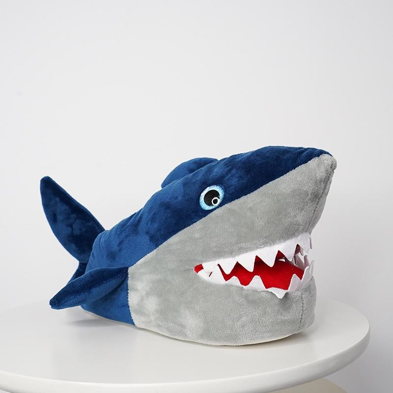 Shark Plush Slippers Women Men Animal Home Indoor Winter Warm Floor Shoes 3d