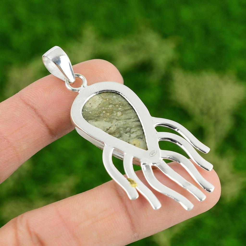 Töchtertag Angebot Polychromer Jaspis Stein 925 Silber Verlobungsanhänger Schmuck