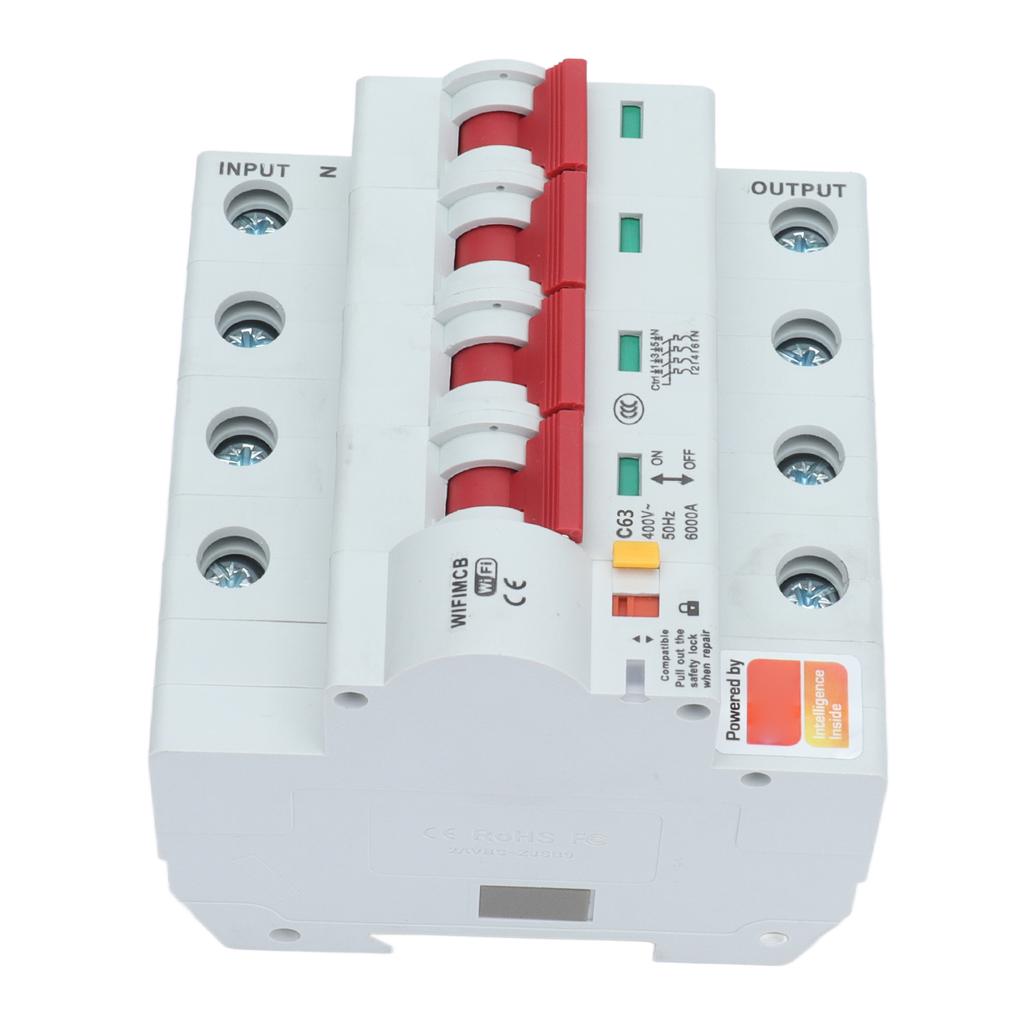 Circuit Breaker Smart WiFi Bluetooth 4P Remote Switch AC 400V with Safety Lock for Home63A