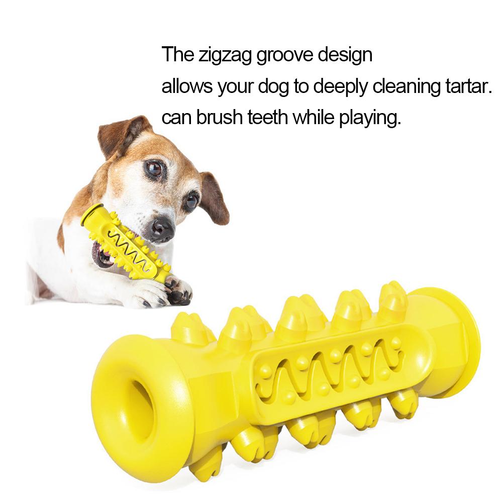 Pet Dog TPR Safety Molar Cleaning Tooth Rod Puzzle Training Playing Biting Toothbrush Toyyellow