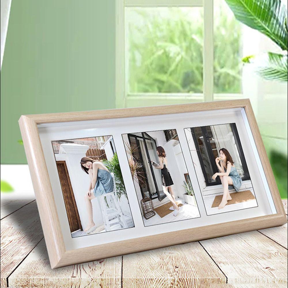 Modern 6 INCH Collage Photo Frame Wooden Stand - up Tabletop Frames Durable High Definition Picture Frame Desktop Decor