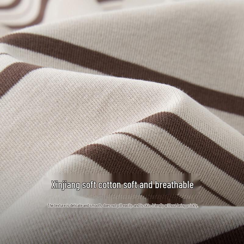 Zhuangji Men's Color Block Stripe Cotton Blend T-Shirt