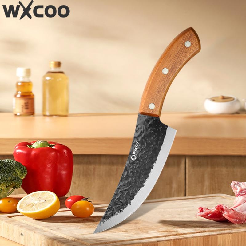 WXCOO Handgeschmiedetes Küchenmesser für den Haushalt Kochmesser Ergonomischer Holzgriff Fleischbeil Entbeinermesser Metzger Messer