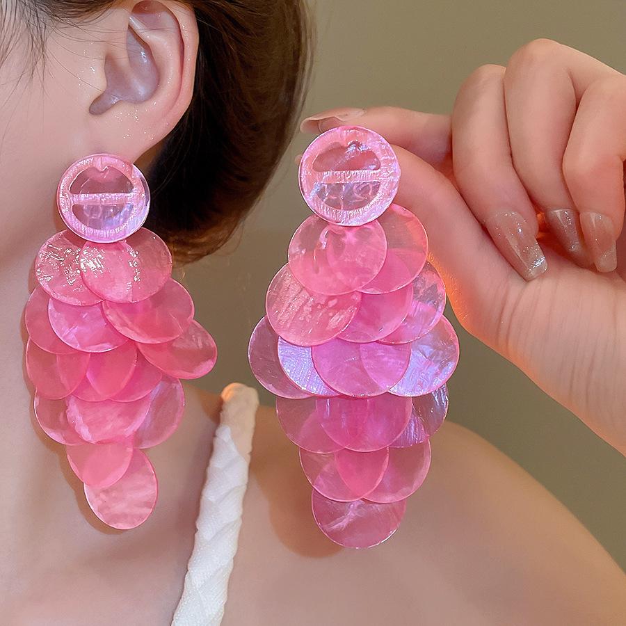 Silver Needle Cat's Eye Stone Shell Stud Earrings: Summer Seaside Style Fashionable High-End Women's Jewelry.