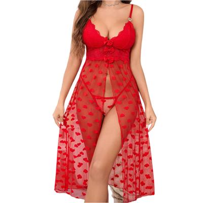 Pijamale de damă Rochie cu bretele spagheți Transparentă Sexy Cămăși de noapte Dantelă Pijamale Set Sexy Lenjerie
