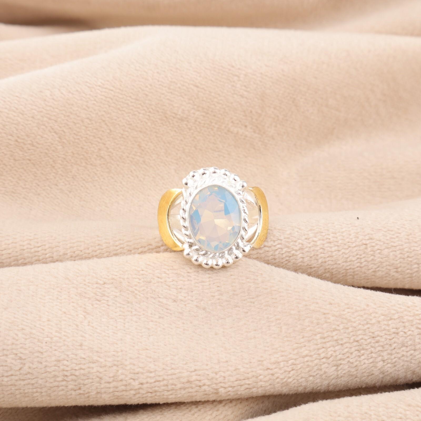 

Молочный опал драгоценный камень 925 стерлинговое серебро ювелирные изделия ручной работы кольцо для подарка на день рождения RR-61-19 13