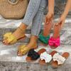 Damensandalen Süße Schleife Sommerschuhe Damen Flache Sandalen Indoor Outdoor Hausschuhe Damen Sandalen Sommer Schuhwerk Damen