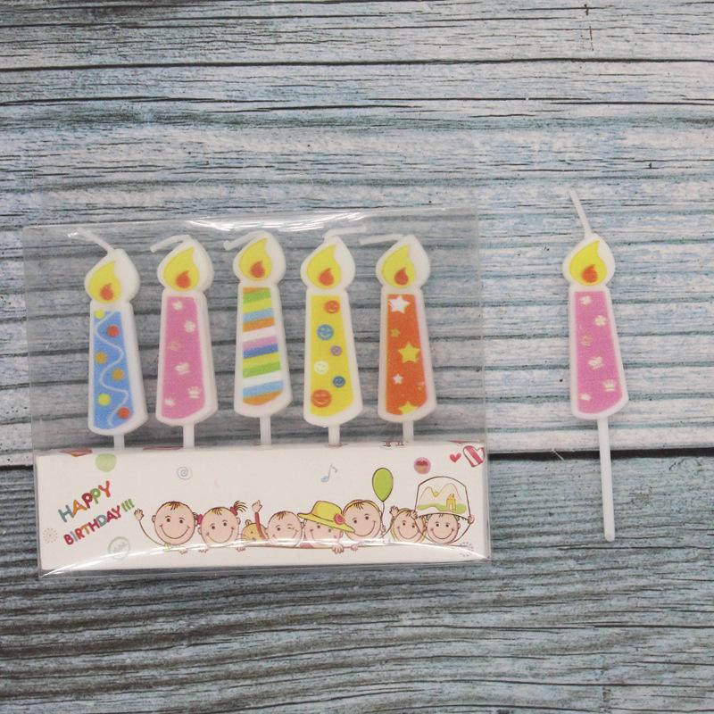 New Ins Printed Flame Romantic Retro Color 5 PVC Box Simulated Flame Shape Cake Candle