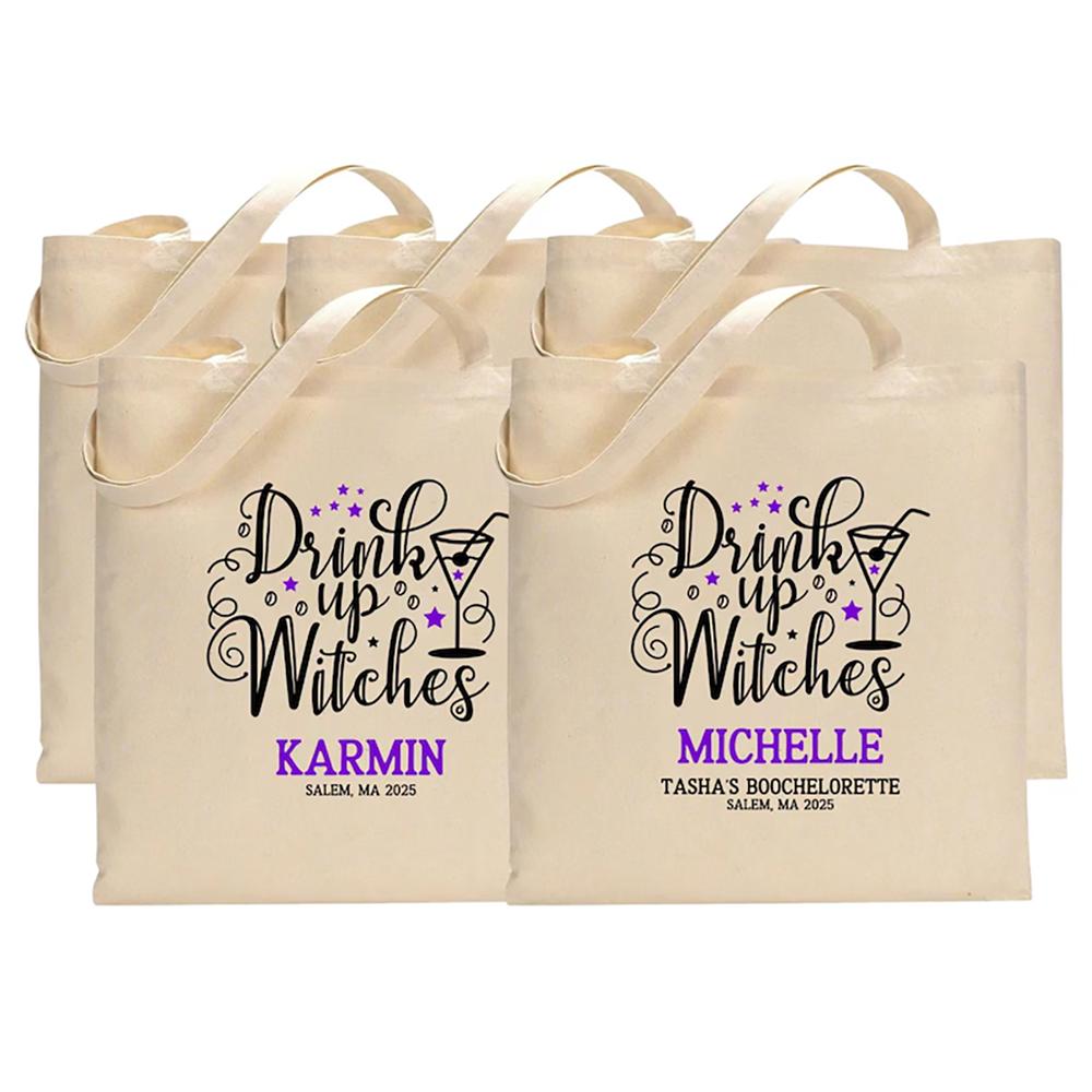 Drink Up Witches Tote Bag Halloween Decor Bachelorette Party Favor Trick or Treat Canvas Bag Witch Canvas Tote Treating Shopping