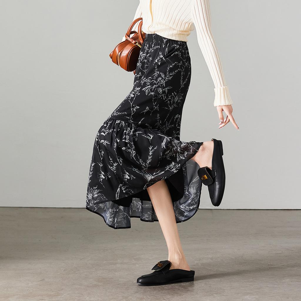 High Waisted Printed A-line Umbrella Skirt 2026 Spring Fashion Versatile Mid Length Skirt