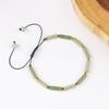Green Jade Tube Bead Bracelet – Gold Accent Adjustable Boho Jewelry, Serenity Protection Gift for Men & Women
