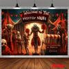 Ghost Clown Carnival Night Theme Polyester Fabric Photography Background and Party Banner Indoor/Outdoor Celebration