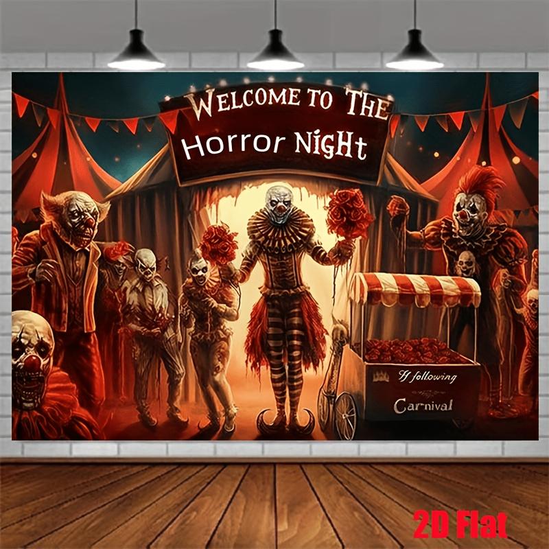 Ghost Clown Carnival Night Theme Polyester Fabric Photography Background and Party Banner Indoor/Outdoor Celebration