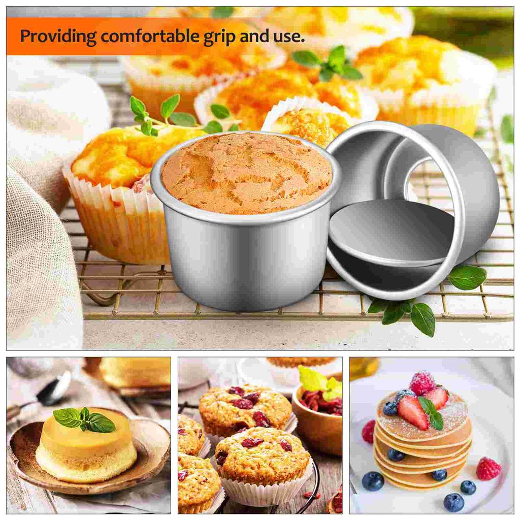 4 Pcs Air Fryer Oven Cake Mold Tins with Removable Bottom Bread Pan Round Baking Pans