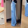 Jeans a gamba larga a vita alta stile americano blu medio 2025 - Estivi da donna, snellenti, modellanti per fianchi e nascondi imperfezioni.