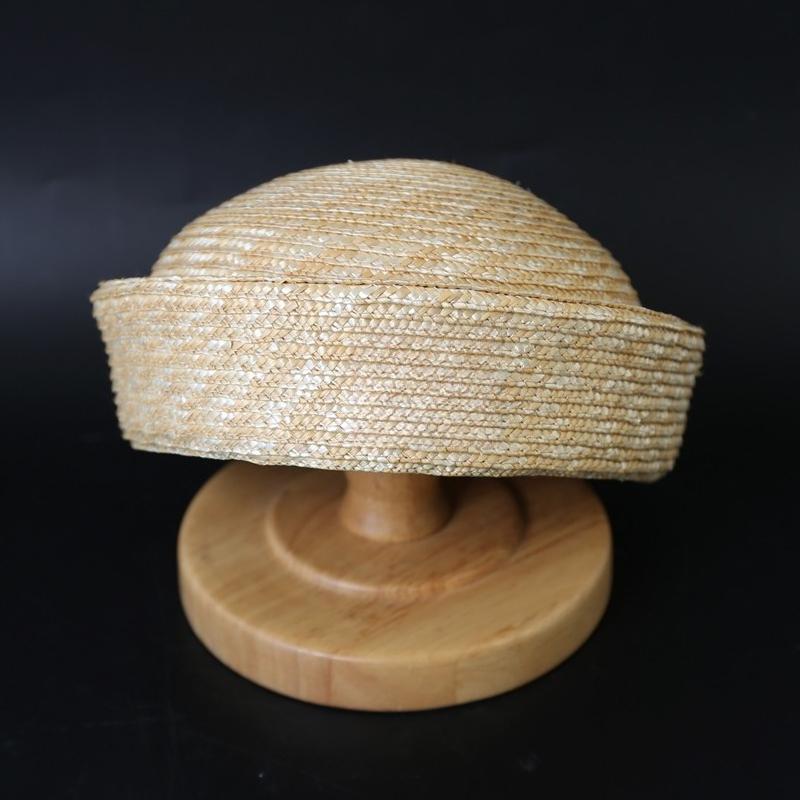 Ins Luxury 100% Natural Straw Berets Women French Hand Woven Sun Hat Concave Shape Flat Top Beach Caps Church Derby Pillbox Hat