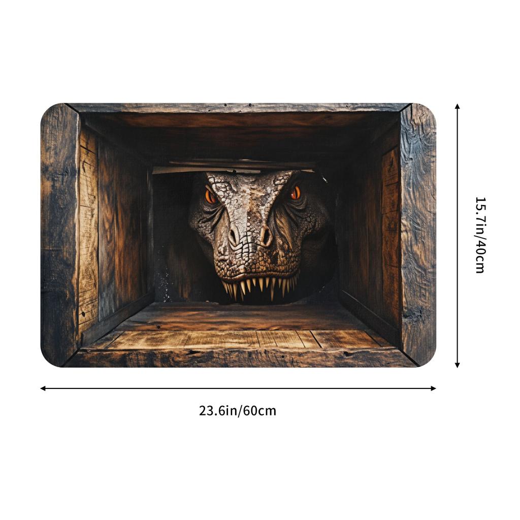 2D Design Of Dinosaurs In Caves Front Door Mat Anti-Slip Outdoor Waterproof Doormat Garden Garage Entrance Rug Carpet