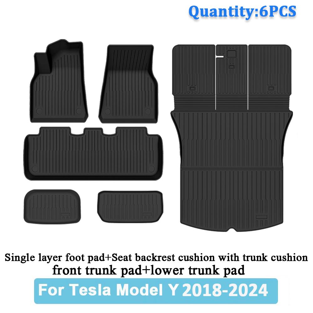 Car Trunk Mat For Tesla Model Y 2020 2021 2022 2023 2024 TPE Floor Mats & Cargo Liner All Weather Trunk Mats Floor Liner Mat