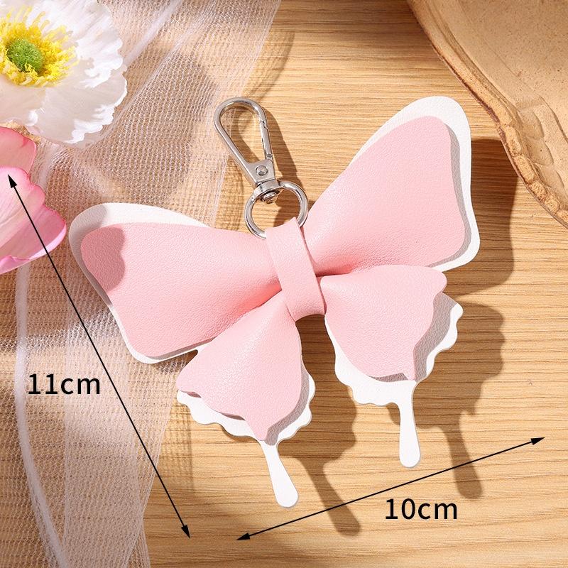 Double-Layer Wing Butterfly Leather Keychain 1Pcs Handcrafted Pendant Durable Keyring for Car Key Bag BFF Small Gift for Women
