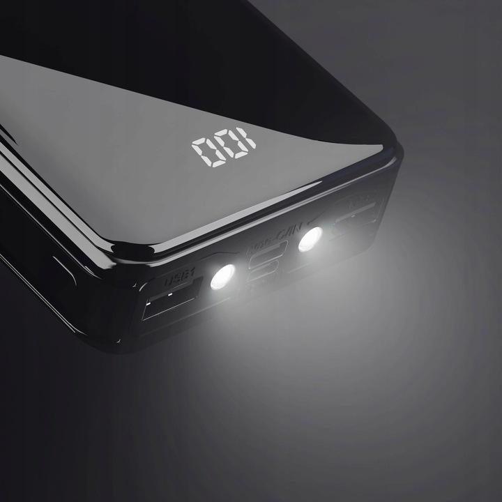 Powerbank 20000 Mah Power Bank Usb, Usb-C Szybkie Ładowanie Z Latarką Led