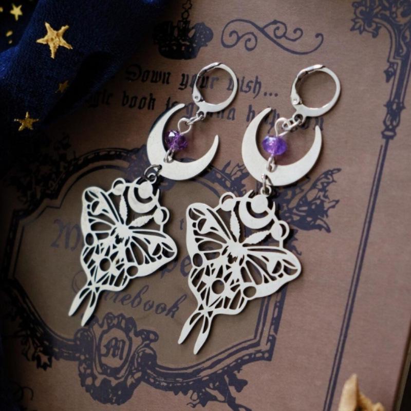 Moon Butterfly & Moth Celestial Earrings - Cross-border E-commerce Jewelry