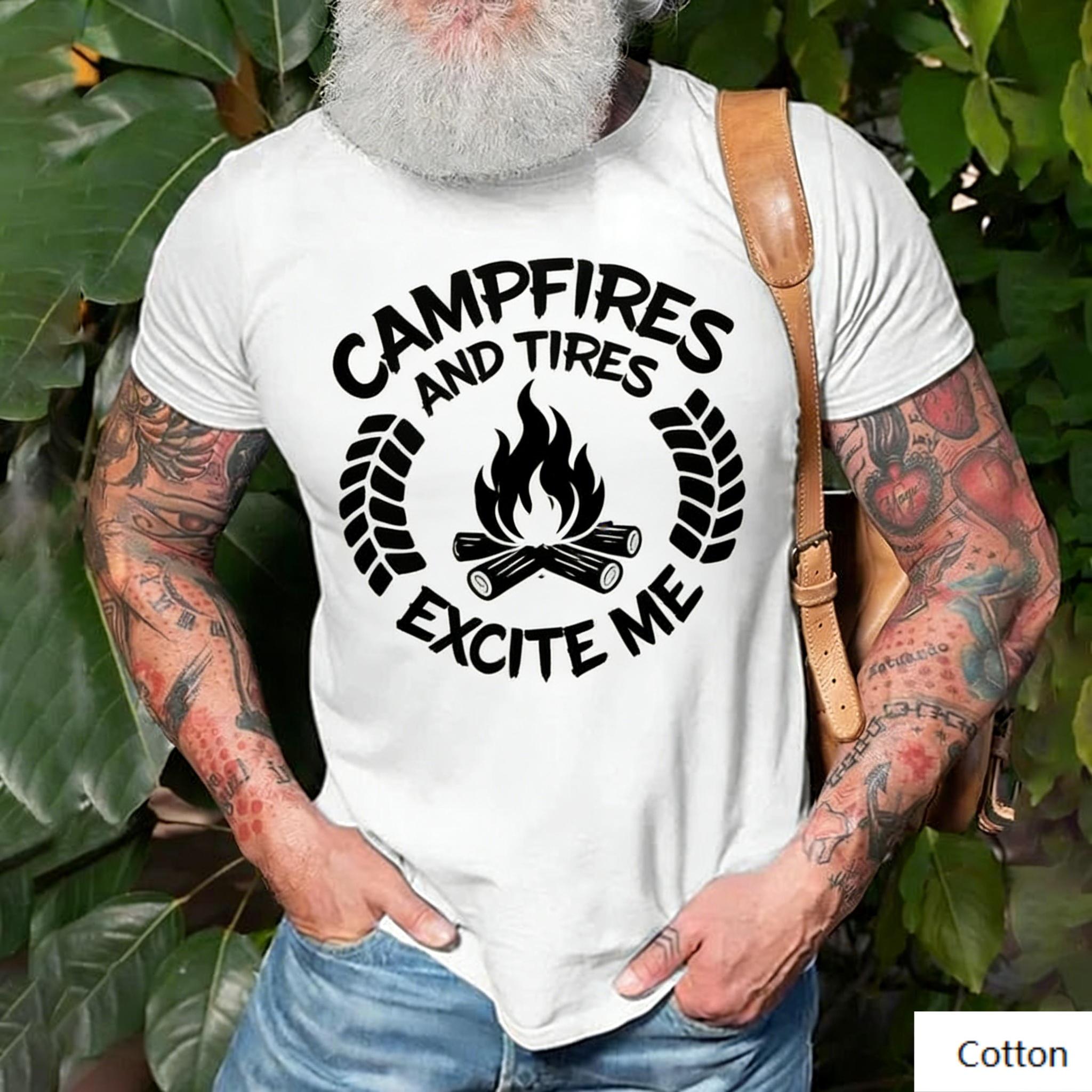 Campfires and Tires Off-Road Graphic Cotton T-Shirt Unisex Outdoor Camping Culture Casual Short Sleeve Tee S разноцветный