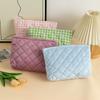 Cosy Corduroy Checkered Cosmetic Bag With Breathable Design For Daily Use Women And Men