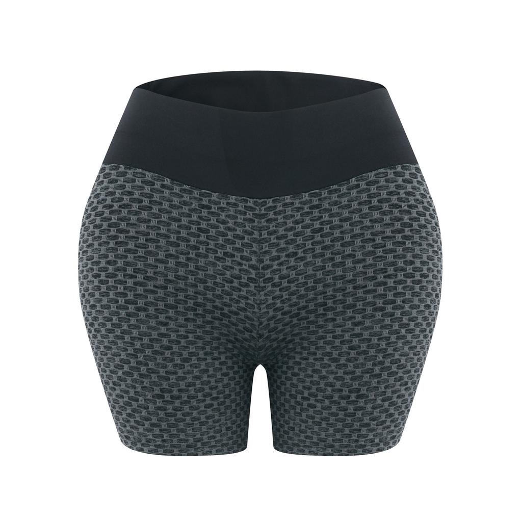 Women's Honeycomb High Waist Side Pocket Breathable Five Point Yoga Shorts Pants