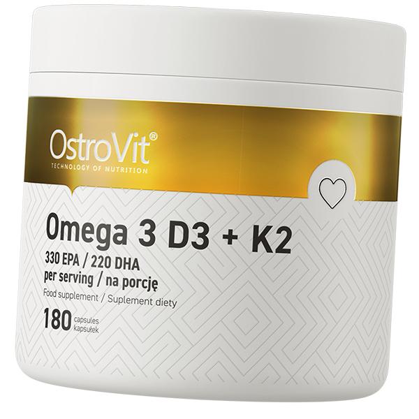 

Омега 3 Вітаміни Д3 К2, Omega 3 D3+K2, Ostrovit (67250006) 180caps