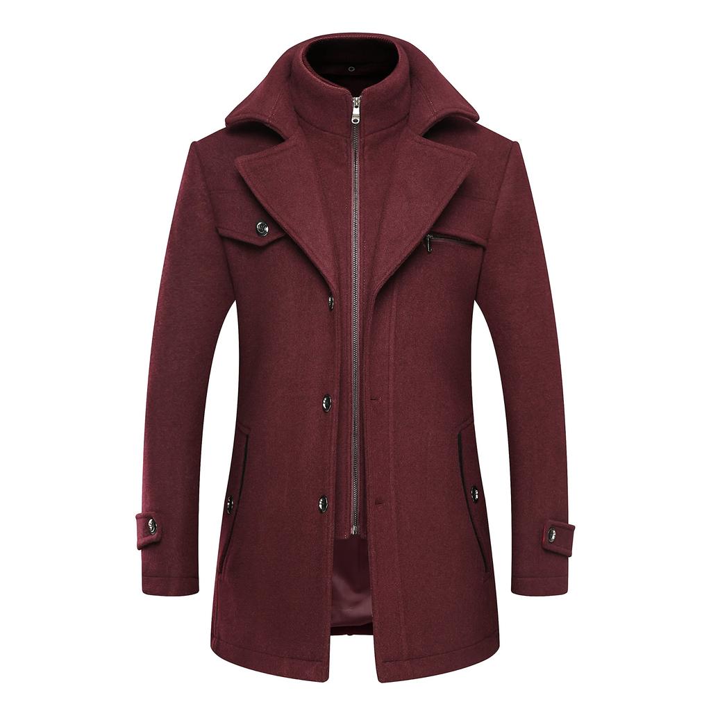 FHLHY Chesterfield Wool Business Winter Cold and Windproof Men's Coat, Thick, Autumn/Winter Jacket, Men's Coat,