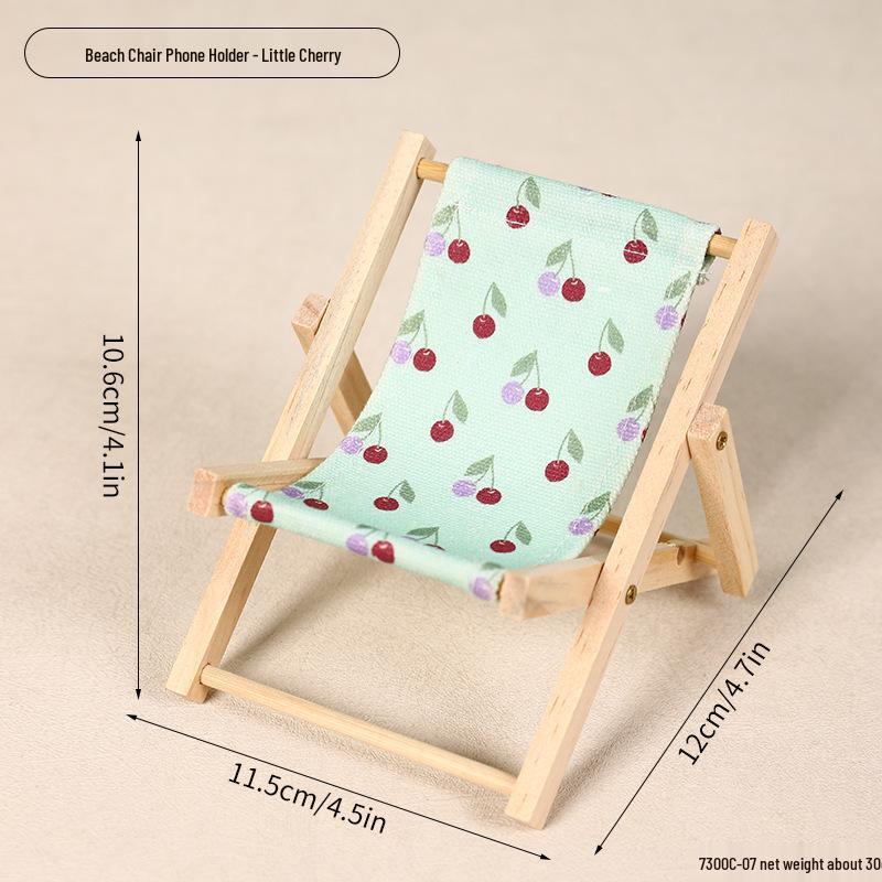 Foldable Wooden Beach Chair Phone Holder: Creative, Lazy Person Photo Stand & Desktop Ornament