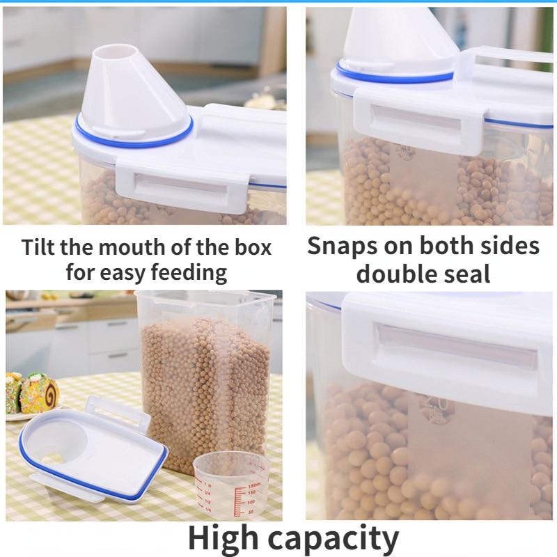 Dog and Cat Food Container with Pouring Spout and Lid, Kitchen Insect and Moisture Organizer, Rice Storage Jar, Grain Jar