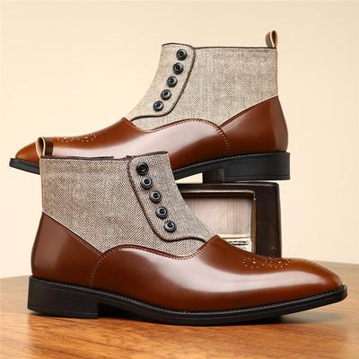 New Winter Fashion Mixed Color Patchwork Ankle Boots Men's Pointed Leather Casual Shoes Luxury Designer High Tops Zapatos Hombre