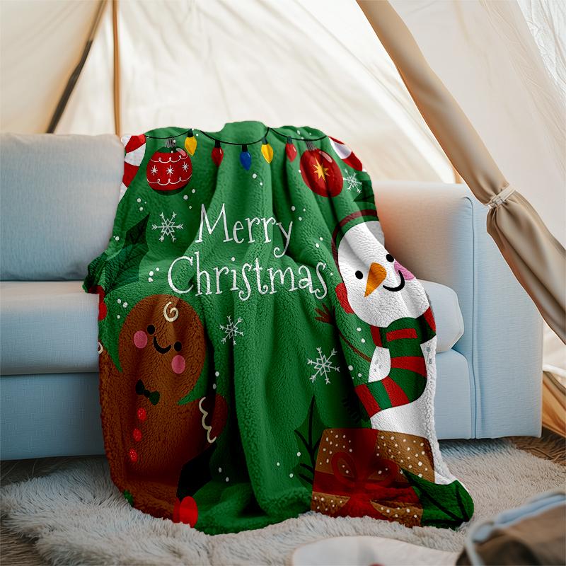 Christmas gingerbread man Theme Printed Blanket - Perfect for Couch, Bed, Travel & Outdoor Use | Machine Washable, Cozy & Durable.