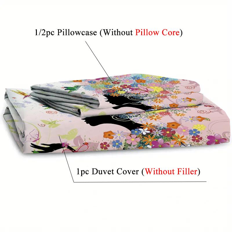 Flower Fairy And Butterfly Pattern 3D Printed Down Duvet Cover Soft And Comfortable Bedding Set Modern Art Style Down Duvet Cove